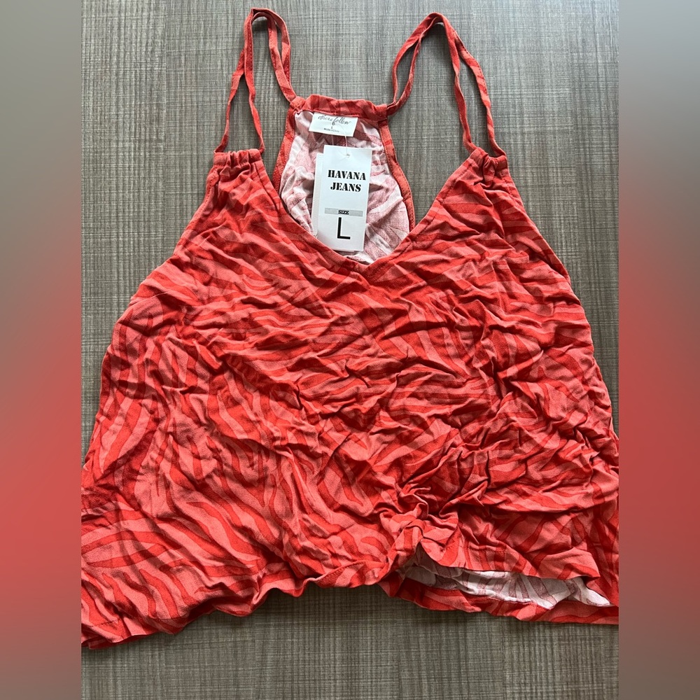 Red/Orange zebra printed tank top